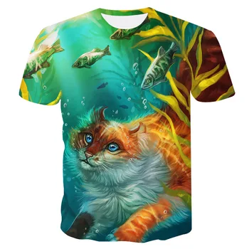 3DT Krekls Anotācija Krāsotas Fox Drukāt Īsām Piedurknēm T-Krekls, Pāris Ielas Modes Vasaras Vīriešu/Sieviešu Tops