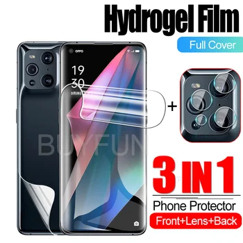 3IN1 Hidrogelu Filmu Par Oppo Atrast X3 Pro Screen Protector Kameras aizsargstikls Par Oppo Atrast X3 Pro FindX3 Pro CPH2173 Filmu