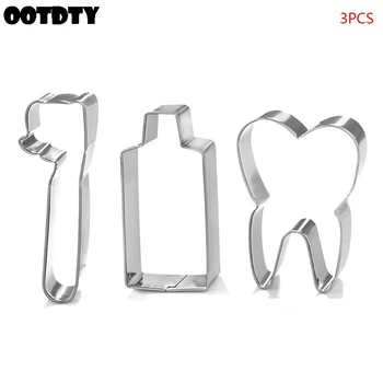 3pcs/komplekts 3D zobu Suka Cookie Cutter Mīklas Pomādes Cepumu Pelējuma DIY Kūka Pelējuma Dekorēšanas Rīks