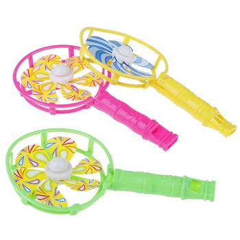 3Pcs/komplekts Plastmasas Vējdzirnavas Whistling Rīkoties Rotaļlietas Pinwheel Bērniem Izlases Krāsa