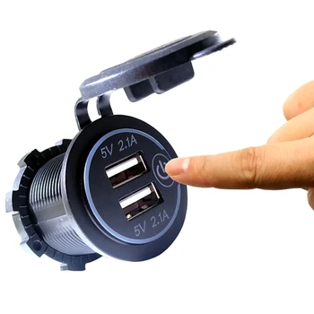 4.2 Dual USB Lādētāja Ligzda Ātrās Uzlādes Strāvas Adapteris ar Pieskārienu Pārslēgt Ūdensizturīgs Auto Motocikla Kravas automašīnu RV Laivu