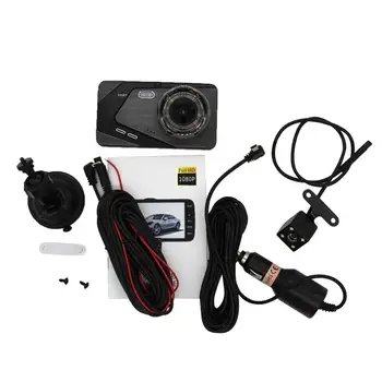 4 Collu Auto Vadītāja Ieraksti 170 Grādu Platleņķa DVR Dash Cam Kameru, 1080p HD Video ierakstīšanas G-sensors Dashcam Atpakaļskata Spogulis