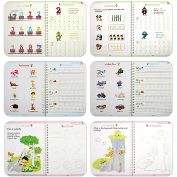 4 Grāmatas + Pen Burvju Prakses Grāmata Bezmaksas Noslaukot Bērnu Rotaļu Rakstot Uzlīme angļu Copybook Uz Kaligrāfijas Montessori Rotaļlietas