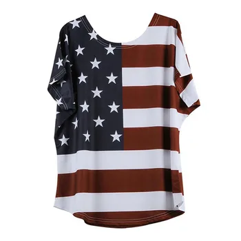 45#Lielgabarīta Krekls Star Svītru Sieviešu Krekli Zaudēt ASV Karogu Amerikā Prinshirt Kokvilnas Pulovers Tees Vasaras Topi Streetwear