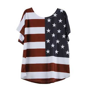 45#Lielgabarīta Krekls Star Svītru Sieviešu Krekli Zaudēt ASV Karogu Amerikā Prinshirt Kokvilnas Pulovers Tees Vasaras Topi Streetwear