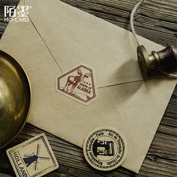 46 GAB./kastē Cute mini Vintage Ceļojumu pasta zīmogs uzlīmes scrapbooking DIY papīra zīmogs etiķetes dienasgrāmata Kraft papīra Uzlīmes, kancelejas preces