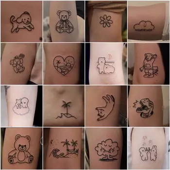 48pcs/daudz cute sedz mīlestība ziedu ķiršu jauki tetovējums pagaidu tatto uzlīmes sievietes ūdens nodošanu viltus viltus tattos