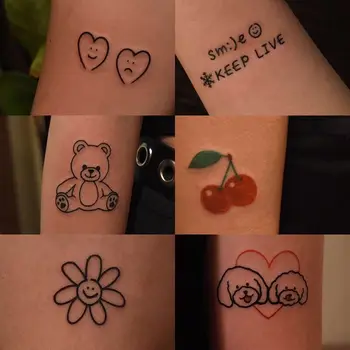 48pcs/daudz cute sedz mīlestība ziedu ķiršu jauki tetovējums pagaidu tatto uzlīmes sievietes ūdens nodošanu viltus viltus tattos