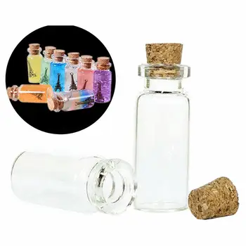 4gab 10ml Mini Stikla Pudeles, Flakoni Tukšo Paraugu Burkas Ar Korķa Aizbāzni Stikla Pudele Kāzas Vēlas Pudeles Uzglabāšanas Pudeles & Burkas