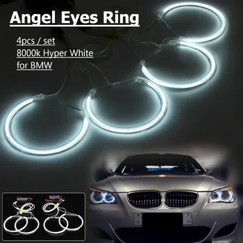 4GAB CCFL Angel Eyes Halo Gredzeni Spuldžu Komplekts 8000K Hyper Balts BMW E36 3 7 E38 E39 5 3 E46 1998 1999 2000. - 2005. gadā