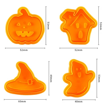 4gab Halloween Sīkfailu Pelējuma Cepumu Zīmogs 3D Sīkfailu Virzuli Kuteris DIY Ķirbju Maizes Pelējuma Sīkdatni Griezēji Virtuves Rīki