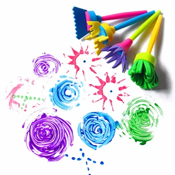 4gab/komplekts DIY Krāsošanas Instrumenti, Drawaing Rotaļlietas Ziedu Zīmogu, Sūklis, Birste, kas mākslinieku Piederumi Bērniem