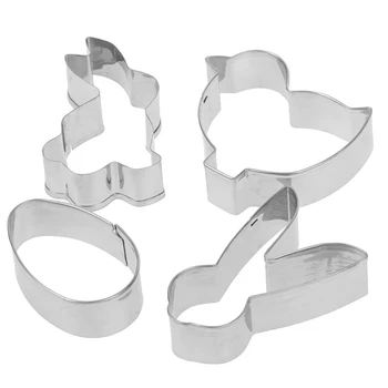 4gab Komplekts Nerūsējošā Tērauda Cepumu Sīkfailu Pelējuma Lieldienu Virtuves piederumi 3D Cookie Cutter DIY Cepšanas Dekoru Mīklas Modelēšanas Instrumenti Metāla
