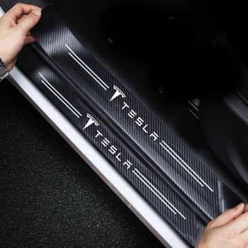 4gab PU Ādas Automašīnas Durvju Sliekšņa Aizsardzības Anti Scratch Uzlīme Apdare Modifikācijas Tesla Modelis 3 Modelis S Model X