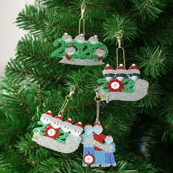 4GAB Ziemassvētku Keychain Kulons DIY 5D Dimanta Krāsošana Keychain Uzstādīt Sveķu Rhinestones Key Chain Soma Kuloni Ziemassvētku Dāvanu