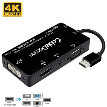 4K 1080P HDMI-Saderīgam - Sadalītājs uz HDMI, DVI, VGA Audio Converter Zelta pārklājumu Ligzdu Klēpjdatoru HDTV PS3 Multiport 4 in1
