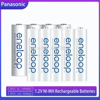 4pc Oriģināls Panasonic 1.2 V AA 1900MAH Uzlādējams Akumulators + 4pc 1.2 v AAA 800mAh Ni-MH Akumulatoru cikla 2100 reizes