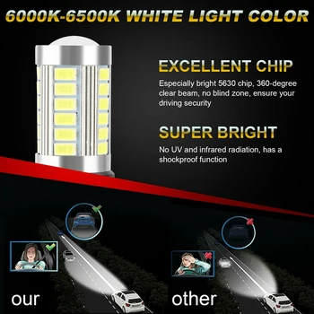 4X 9005 9006 LED Combo Lukturu Spuldzes, High Low Beam Komplekts HB3 HB4 6500K Xenon Super Balts