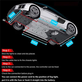 4x Auto Underglow Elastīga Sloksne LED Tālvadības /APP Kontroles RGB LED Lentes Saskaņā Automobiļu Šasijas Caurule Šasijas Sistēmu, Neona Gaismas