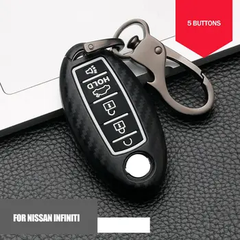 5 Pogas Oglekļa Šķiedras ABS Auto Atslēgu Fob Gadījumā Nissan Rouge Pathfinder Maxima Altima SENTRA Infiniti Q50 Q60 Piederumi