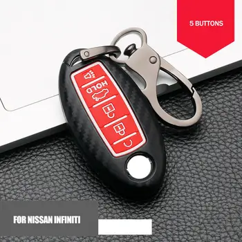 5 Pogas Oglekļa Šķiedras ABS Auto Atslēgu Fob Gadījumā Nissan Rouge Pathfinder Maxima Altima SENTRA Infiniti Q50 Q60 Piederumi