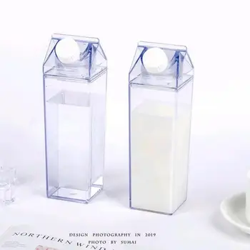 500ml Ūdens Tasi Piena Lodziņā Formu Pārtikas Klases Plastmasas Drinkware Atkārtoti Sporta Ūdens Vienkārši Dzert Jar Pudele Caurspīdīga