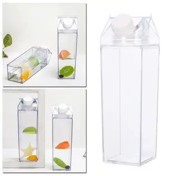 500ml Ūdens Tasi Piena Lodziņā Formu Pārtikas Klases Plastmasas Drinkware Atkārtoti Sporta Ūdens Vienkārši Dzert Jar Pudele Caurspīdīga