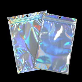 50gab/daudz Plastmasas Maisiņu Alumīnija Folijas Hologrammas Pārtikas Maisiņš Mazs Ūdens necaurlaidīgs Rāvējslēdzējs Reclosable Maisiņi Rāvējslēdzēju Uzglabāšanai, Somas
