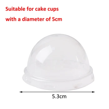 50gab Plastmasas Cupcake Papīra Kausa Caurspīdīgs Vāks Vāks Cepšanas Tases Muffin Papīra Kausa 5.3 cm