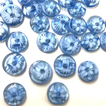 50pc Daudz 12mm Blue krāsu ziedu Plastmasas Pogas, šūšanas/appliques/amatniecības PT11