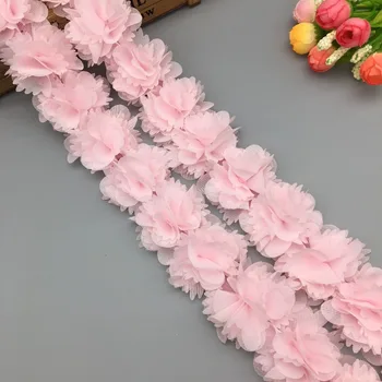 50x Rozā 3D Ziedi, Mežģīnes Apdari Šifona Līgavas Kāzu Kleita, Bērnu Apģērbs, ar rokām Darinātas Aplikācijas Rotājumu Šūšanas Amatniecības Rotājumi