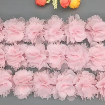 50x Rozā 3D Ziedi, Mežģīnes Apdari Šifona Līgavas Kāzu Kleita, Bērnu Apģērbs, ar rokām Darinātas Aplikācijas Rotājumu Šūšanas Amatniecības Rotājumi