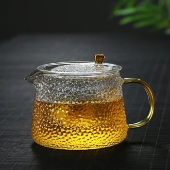 550ML, augsta temperatūra borsilikāta stikla piena oolong tējas katlā, lietus piliens reljefs stikla ziedēšanas tēja, pārlejiet kafijas kanna cafe