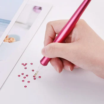 5D Dimanta Krāsošanas Rīku Sakausējuma Punktu Urbt Pildspalvu Dubultā galvu Pildspalva Ar Maināmu pērļu Komplekti DIY Dimanta Izšūšanas Piederumus