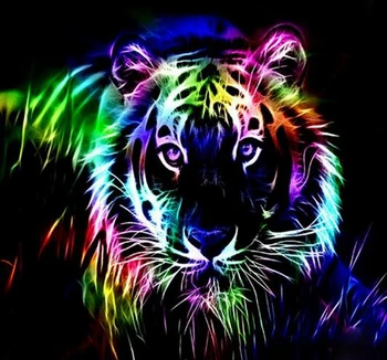 5D Diy Dimanta Glezna Krustdūrienā Tiger Saskaņā ar Krāsainu Gaismu 3D Dimanta Izšuvumi Pilna Kārta Mozaīkas Apdare Sveķu Uzlīme