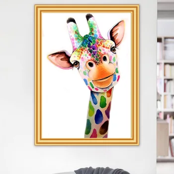 5D DIY Dimanta Krāsošana Dzīvnieku Žirafe Cross Stitch Komplekts Pilnu Kvadrātveida Urbt Izšuvumi Mozaīkas Attēlu Ar Rhinestones Mājas Dekoru