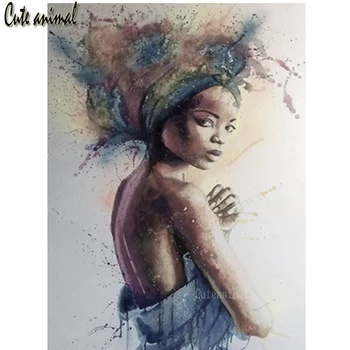 5D DIY Dimanta Krāsošana Skaistumkopšanas āfrikas meitene krāsu abstrakti dimanta Izšuvumi Mājas Dekoru Dimanta mozaīkas Pārdošanas Cross Stitch komplekts