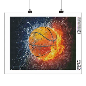 5D DIY Dimanta Krāsošanas Komplekts liesmas basketbols futbols biljards mūzikas Pilnu Kvadrātveida&Kārta izšuvumi mozaīkas Cross stitch Krāsas māksla
