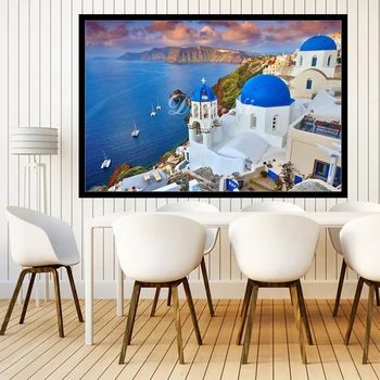 5D DIY Pilna Dimanta Mozaīkas Grieķijas Santorini Salu Ainavu Attēlu Izšuvumi Dzīvojamā Istaba Dekori Mājas Dimanta Krāsošana Sienas Māksla
