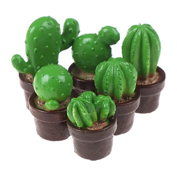 5gab Gudrs Zaļā Mini Eglītes Podos 1:12 leļļu Namiņš Miniatūras Kaktuss Sukulenti Zaļo Augu Podos Simulācijas