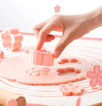 5gab/ Komplekts Plastmasas Sakura Virzuli Pomādes Cookie Cutter Set Pelējuma Cepumu Dekoru Cepšanas Rīku Komplekts Virtuves Piederumi Kūka Rīki
