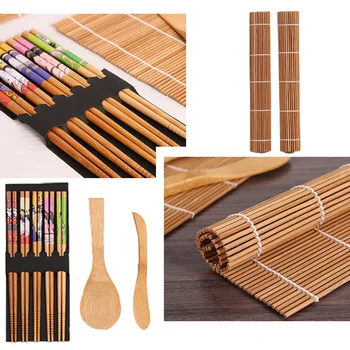 5gab/set Rīsu Pelējuma Suši Pieņemšanas Instrumentu Komplekti DIY Bambusa Suši Maker Set Roll Gatavošanas Rīki rokas Lējuma Japāņu Virtuves Rīks