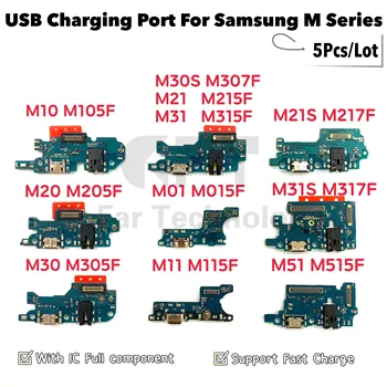 5gab USB Uzlādes Port Savienotājs Valdes Daļas Flex Kabelis Ar Mikrofons Mic Samsung Galaxy M01 M10 M20 M30 M40 M30S M51 M31S