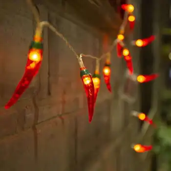 5m 50 LED Pipari String lampas Sarkanā Čili Pasaku String Gaismas Vainags Vainags dekors Gaismas USB & Akumulatora Barošanu uz Terases Žogs