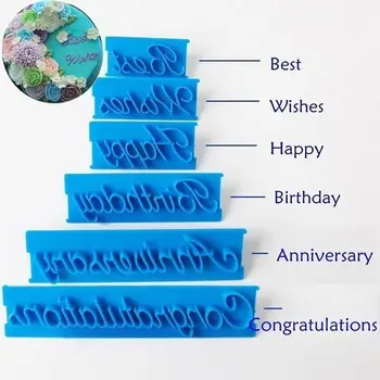 6 Gab. Kūka Pelējuma Svētību Vēstuli Laimes Dzimšanas Dienā, Vislabāk Vēlas Rokraksta Pelējuma Šokolādes Fondants Dekorēšanas Cepšanas Rīku Bakeware