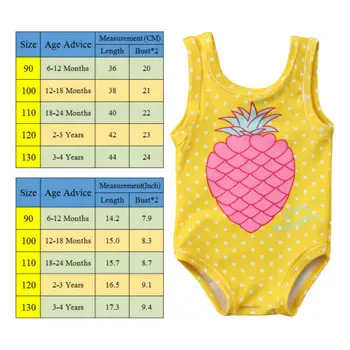 6M-4Y Bērniem, Baby Girl Viens Gabals Dzelteno Dot Peldkostīmu Ananāsu Drukāt Peldkostīmi Jauks peldkostīms Vasaras Beachwear Bērnu Peldēt Valkāt