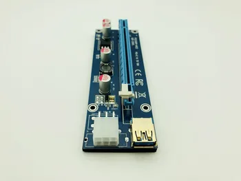 6pcs 009S Stāvvadu 3 LED Zelta USB 3.0 PCI Express 1X 4x 8x 16x Stāvvadu Karte SATA lai 6pin Barošanas Vads BTC Miner Antminer Ieguves