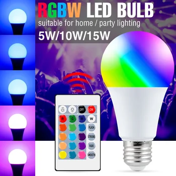 6PCS 220V RGB Burvju Spuldzes E27 LED RGBW Smart Spuldzes 5W 10 W, 15 W INFRASARKANO staru Tālvadības pults Gaismas RGBWW Multicolor Iekštelpu Apgaismojuma Lampa