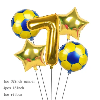6pcs Futbola Dzimšanas dienu, Hēlija Baloni, Sporta Tēmu Melnā Zelta Folijas Globos Bērniem, Klasiskās Rotaļlietas, Bērnu Dzimšanas dienas svinības Rotājumi
