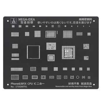 6PCS Mega-Ideja Par iPhone 5/6/6P/6S/7/8/8P/X/XS Max/XR/11/ pro Max BGA Trafaretu, CPU, RAM, Barošanas wifi IC Reball Skārda Augu Neto Lodalva